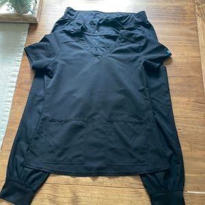 Black Med Couture scrub set, medium jogger (fits like a small) and small top.